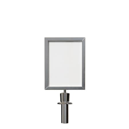 Montour Line Post and Rope Stanchion Sign Frame 11 x 14 in. V Satin St Steel HDSF-1114-V-SS-NOCLA